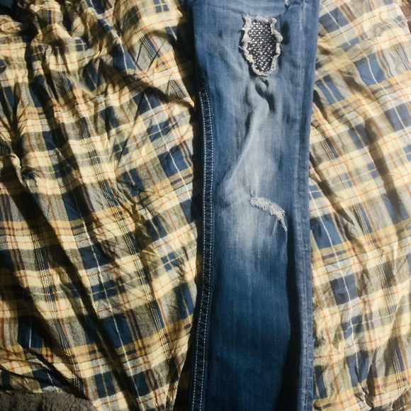 Miss Me Blue Boot Cut Jeans with Silver Accents - Picture 3 of 7